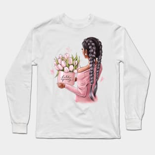 Hello Spring Tulips Long Sleeve T-Shirt